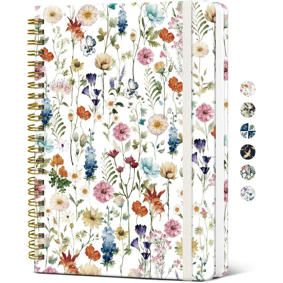 Spiral Journal Notebook for Women, Pretty Hardcover Lined Notebook for Work & Note Taking, Aesthetic Cute Journal for Writing, 140 Pages, 5.8"x8.3", Floral