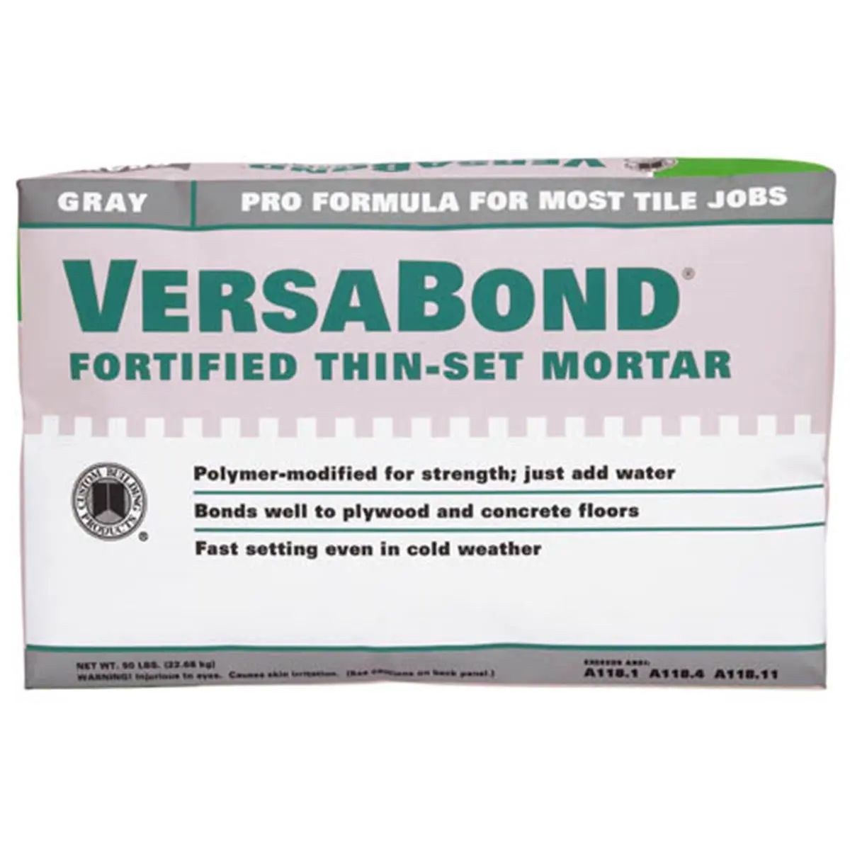 Custom Building Products 50 Lb Gray VersaBond Fortified Thin-Set Mortar MTSG50, Bagged Mix, Fast Setting, 50Lb