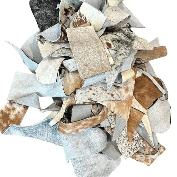 Cowhide Scraps | Genuine Hair on Hide Cowhide Scraps | 1 Gallon Bag