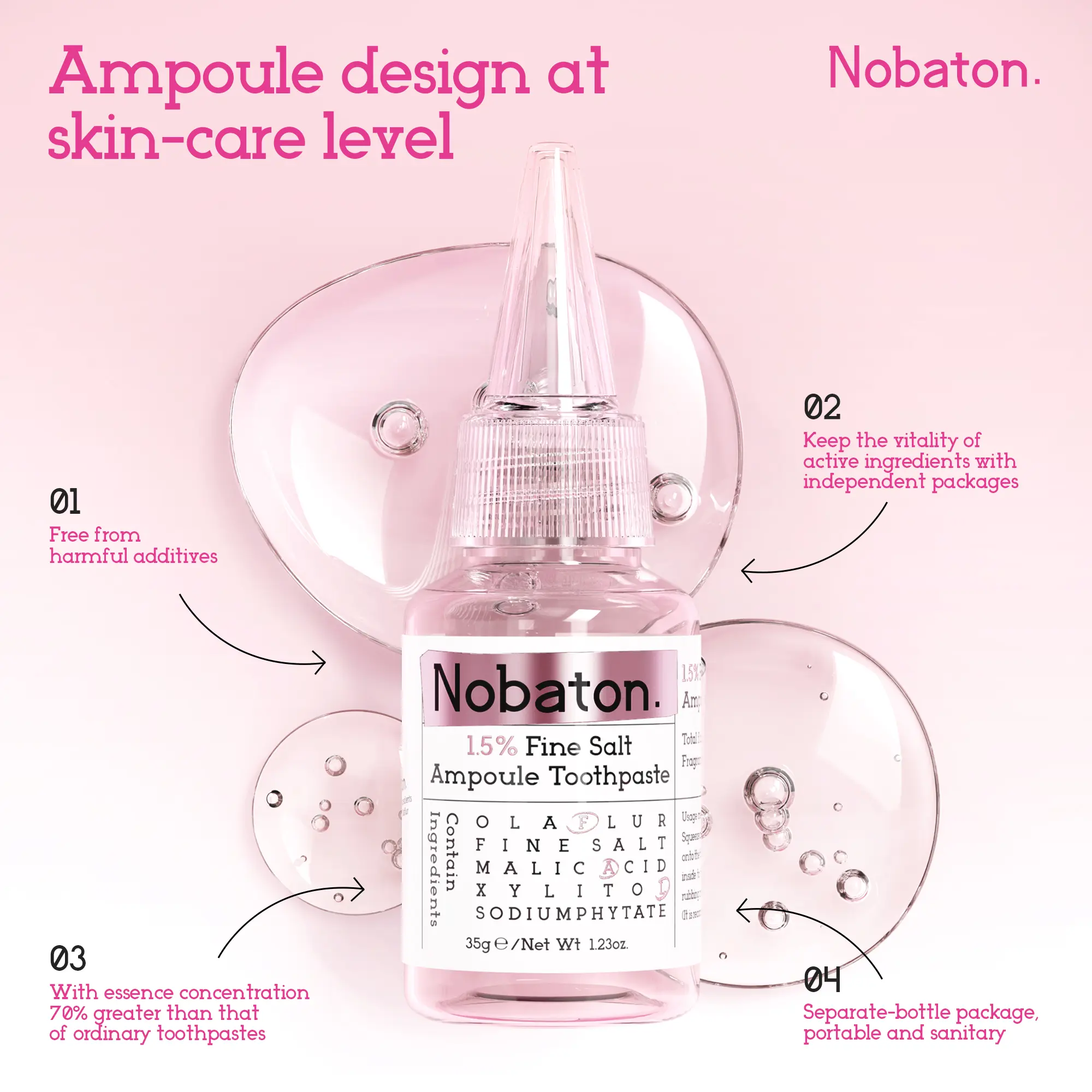 Nobaton Long-Lasting Fresh Mint Toothpaste – Breath Care with Mineral Salt, Enamel-Safe Cleaning, Tartar Control, Daily Use, Gentle Mint