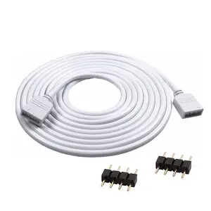 4-Pin RGB LED Strip Light Connector Extension Cable, Compatible with 5050 and 3528 LED Chips, Wiring Extension Kit for Home and DIY Lighting Projects