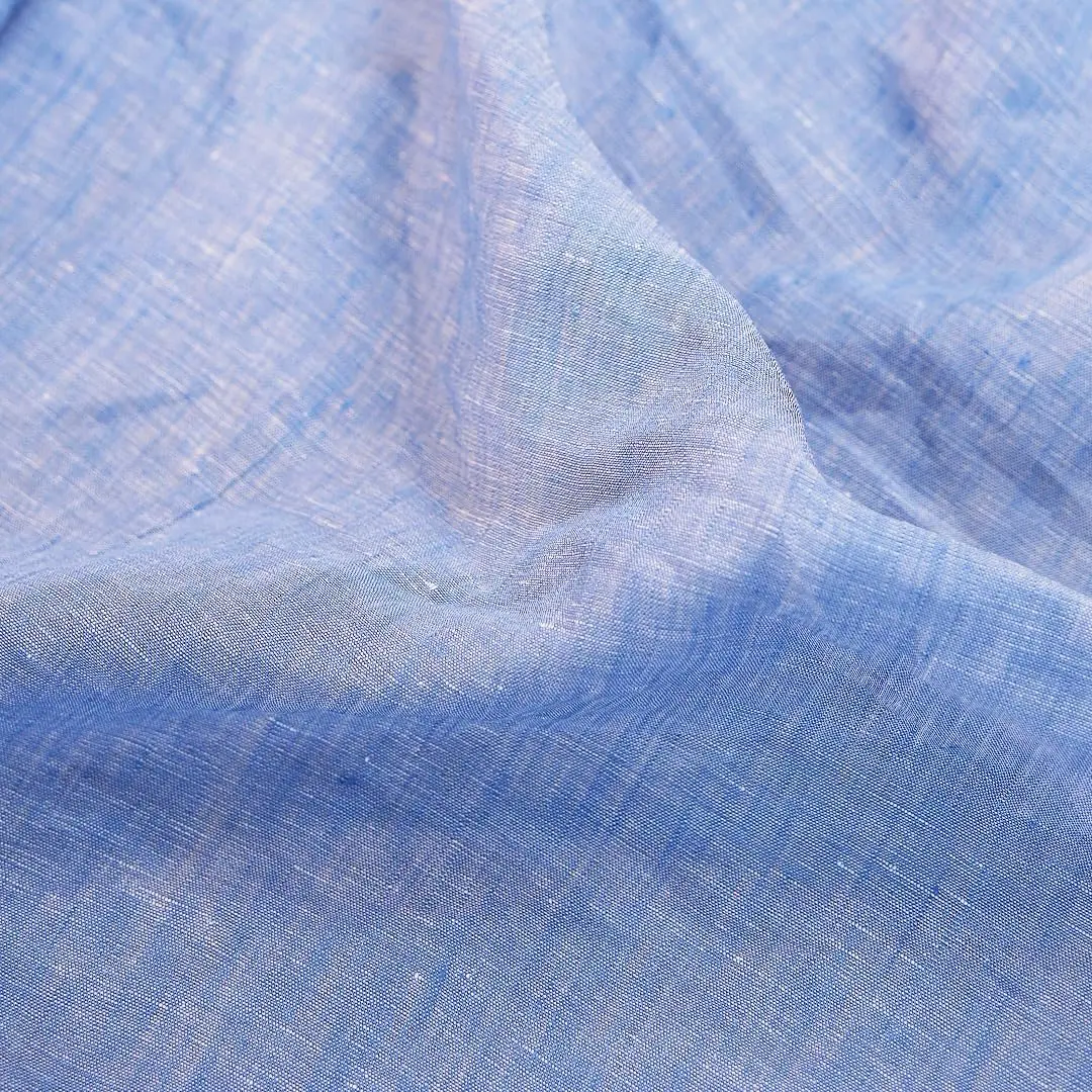 Light Blue Woven Linen Fabric, 57 Inches Wide, Natural Fiber Material, Ideal for Fashion Clothing, Sewing & Crafts