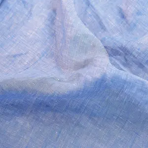 Light Blue Woven Linen Fabric, 57 Inches Wide, Natural Fiber Material, Ideal for Fashion Clothing, Sewing & Crafts