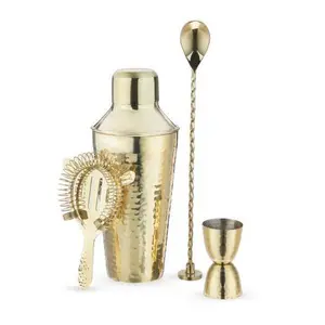Twine Gold Hammered Barware Set