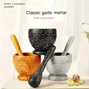 Premium Garlic Press Set with Mortar and Pestle - Manual Kitchen Grinder for Spices and Medicinal Herbs - Essential Kitchenware for Effortless Garlic and Spice Grinding
