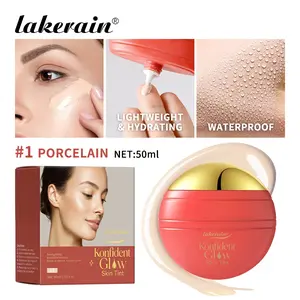 Long-lasting Glow Skin Tint,  Longwear Liquid Foundation, Waterproof & Sweatproof Lightweight Highlighter, Multi-Layer Concealing, Even Skin Tone Without Dullness, Smudge-Proof & Fade-Proof, 6 Shades for All Skin Tone, Hydrating Flawless Coverage