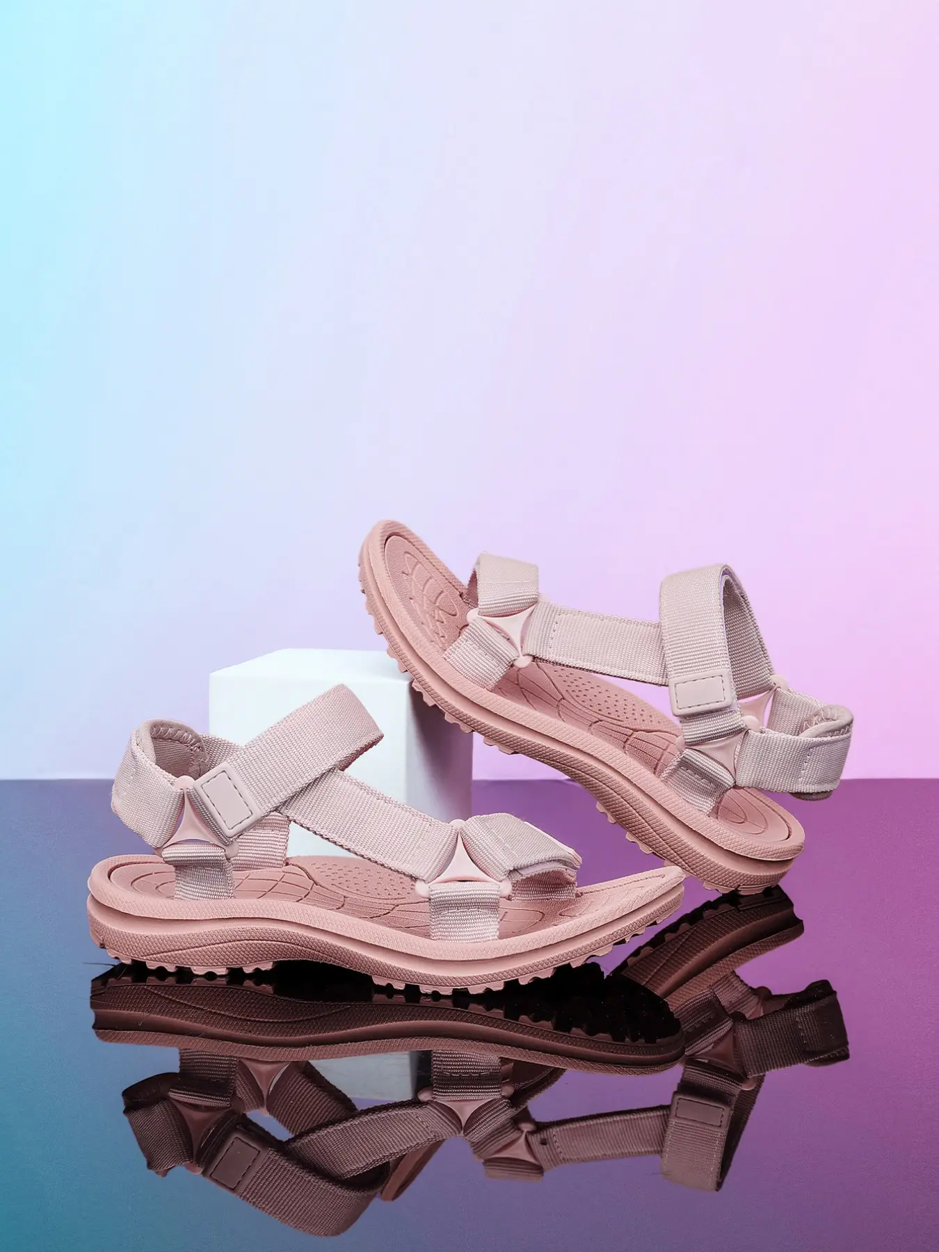 Women's Blush Woven Strap Sport Sandals, Summer Casual Sandals, Colorblock Design Sandals, Lightweight Adjustable Open Toe Summer Shoes, Comfortable & Stylish Footwear