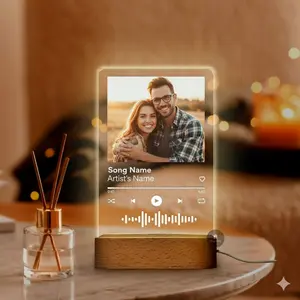 Custom Music Photo Plaque Personalized Album Cover Song Plaque Music Picture Frame Night Lamp for Valentine's Day & Christmas Gifts for Her Him Couple Home Decor Light  Signs