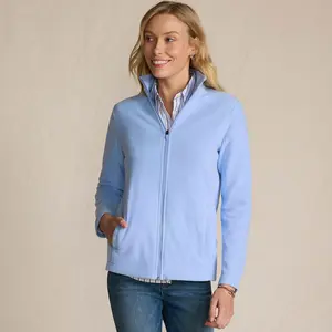 Lands' End Women's Tall Anyweather Fleece Full Zip Jacket - Medium Tall - Clear Blue Sky