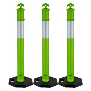 【fathersdaygift】VEVOR 3 Pack Traffic Delineator Posts,45 inches Traffic Safety Cones with Weighted Base and Reflective StripsHeavy Duty Delineator Posts for Construction SiteParking LotCrowd ControlGreen, Protective Safety Cones