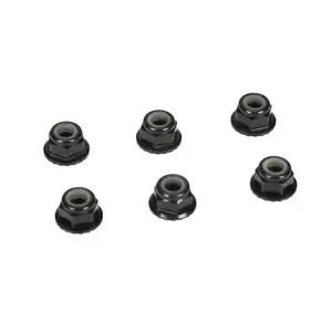 Losi 4mm Aluminum Serrated Lock Nut Set (6) Black 22 / 4.0 22T 22SCT 22X-4