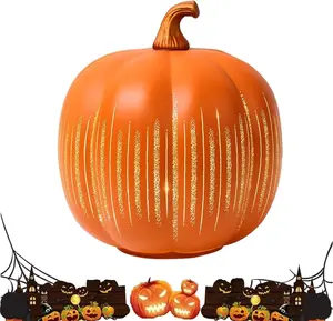 Pumpkin Tabletop Decor - Warm LED Light-Up Pumpkins for Festive Party - Durable Lightweight Material - One-Button Control