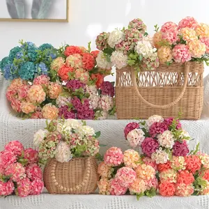 Artificial Hydrangea Bouquet Set | Faux Silk Decorative Flowers for Wedding & Home Decor | Lifelike Fake Hydrangea Plant | Mother’s Day Gift