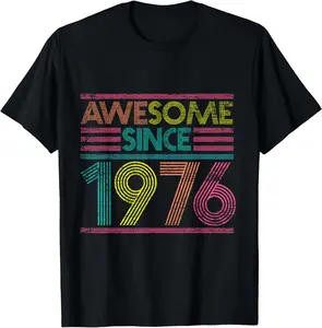 100%cotton Awesome Since 1976 50th Birthday Gifts 50 Years Old T-Shirt