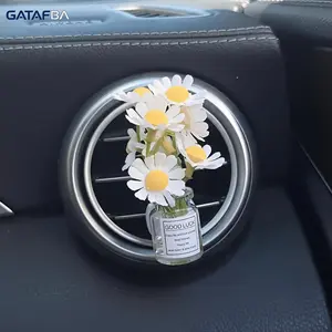 Women's Realistic Artificial Flower Bouquet Car Air Freshener - Car Accessories with 2 Fragrance-Free Refill Sponges, DIY Aromatherapy Jasmine/Daisy/Begonia Ornament, Elegant Vehicle Dashboard Decor