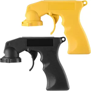 2 Pieces Spray Paint Can Trigger Handle Instant Aerosol Trigger Handle Tool Spray Gun with Full Grip for for Paint, Adhesives (Black and Yellow)