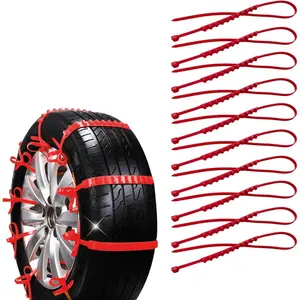 10PCS Tire Zip Ties for Snow Anti Skid Reusable Grip Zip Tie Snow Chains for Car Tires Trucks with Serrated Non-Slip Adjustable Winter Wheel Chain Plastic Cable Belts for Driving Rain/Muddy Road Long Sleeve Deep Neck Top