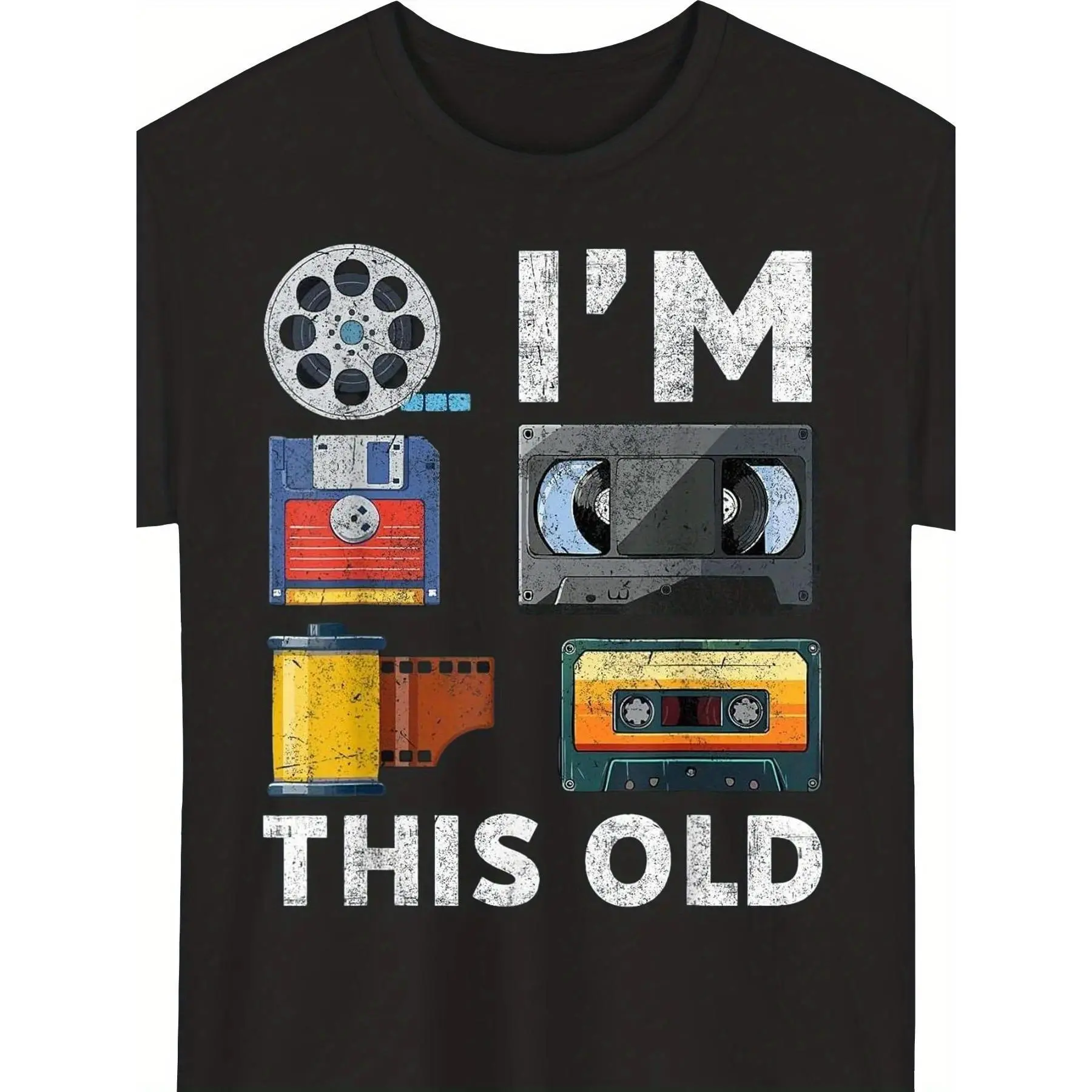i'm this old retro tech shirt, vintage media nostalgia graphic tee, 80s 90s throwback tshirt, oversized men's t shirt, gen x streetwear, casual cotton short sleeve top