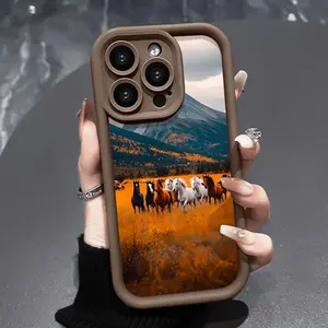 Horse Phone Case for iPhone 17 16 E Pro Max 15 Plus 14 13 12 11 Air XR XS Plus Shockproof Full Camera Protection Durable slim Silicone Cover