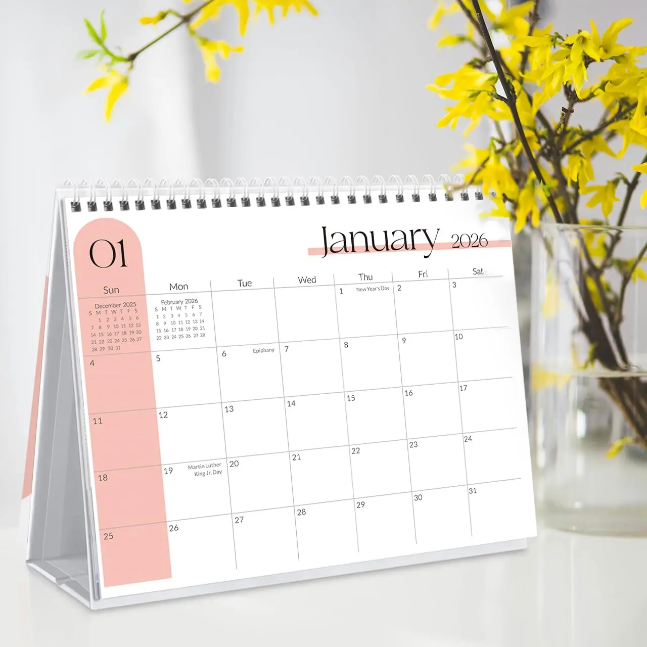 SKYDUE 2026-2027 Minimalist Small 10"x8" Compact & Portable Desk Flip Organiser, 21-Month with Planner Stickers, Ideal for Business Trip to Meet All Your Calendar Needs & Reduce Stress, Compact & Portable Size, Less Stress