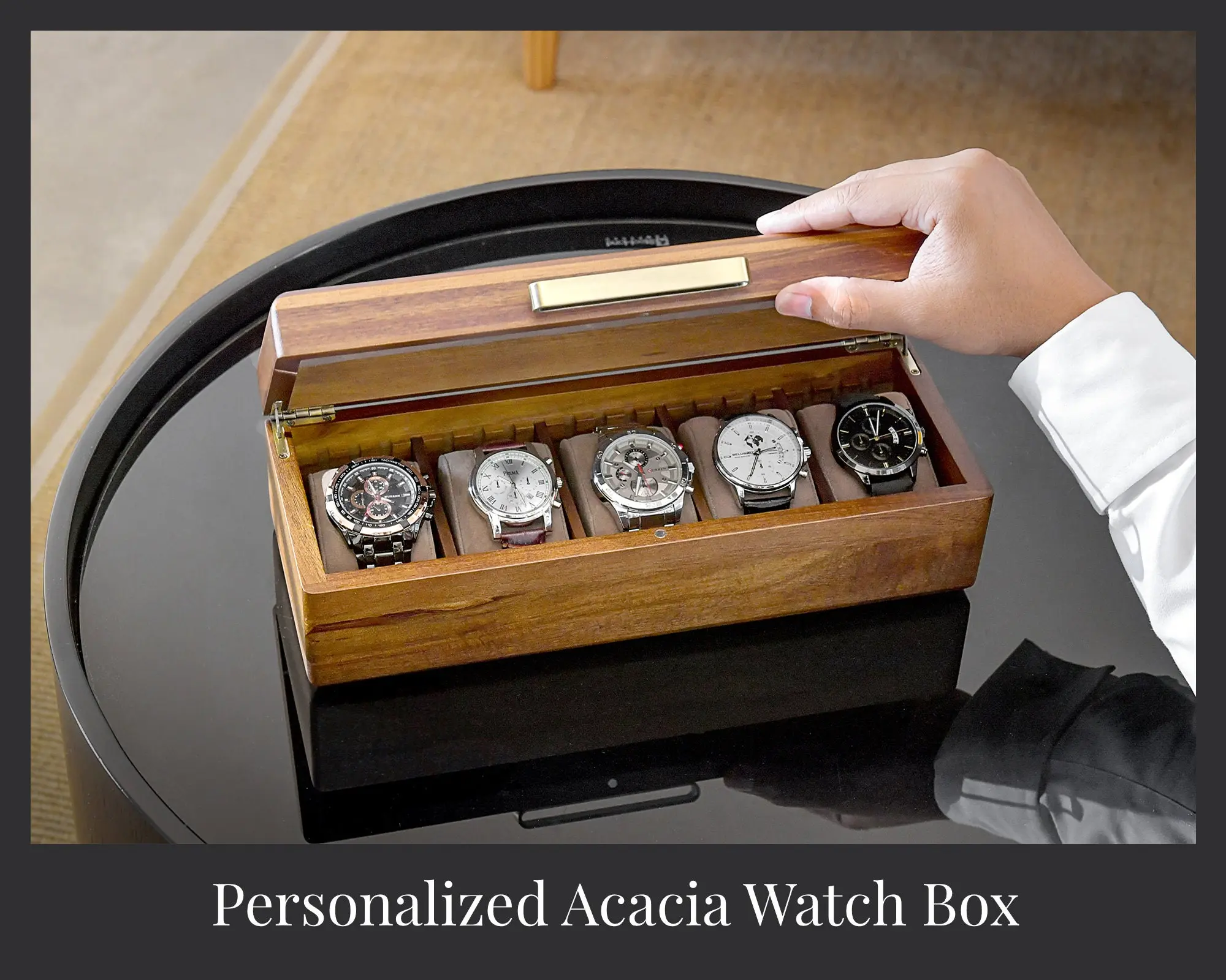 Custom Watch Box For Men, Best Engraved Wood Organizer For Jewelry & Small Accessories, Personalized 10 year Anniversary Gift for Husband