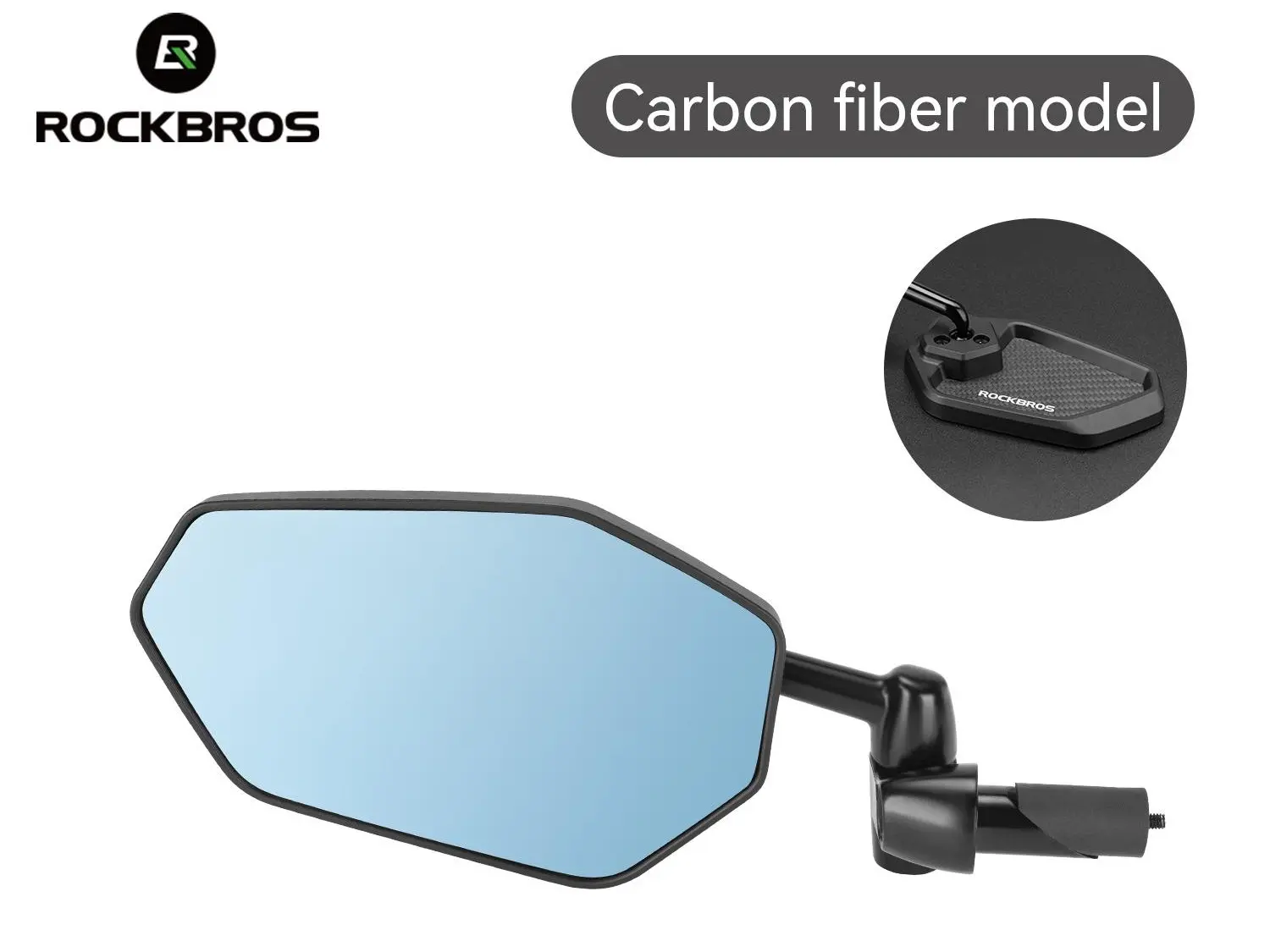 ROCKBROS Left Handlebar Bar End Bike Mirror - High-Definition Convex Glass Lens, 360° Adjustable View, Scratch-Resistant Durable Surface, Easily Adjust for Youth Bikes & Scooters