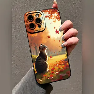 Phone Case - New Autumn-Themed Cartoon Cat Phone Case - Compatible with Iphone 16E/7/8/Xr/Xs/X/11/12/13/14/15/16 Pro Max/Plus, Offers Full Protection Against Drops And Shocks, a Perfect Gift for Friends And Family