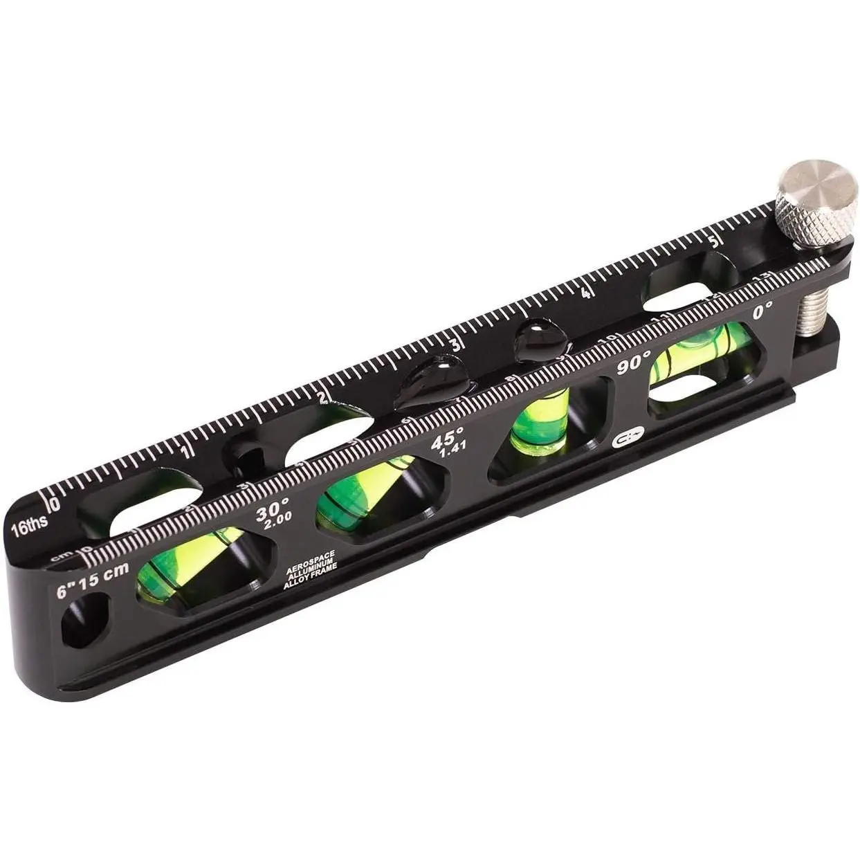 6 in High Viz Black Alloy Metal Torpedo Level - Heavy Duty Conduit Hardware Tool for Craftsmen, 4-Vial Read Quick, Scale, V-Groove Track, Thumb Screw, Easy Mounting, Hands-Free Grip, Accurate for Ferrous Surfaces