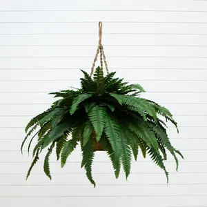 29" Artificial Double Giant Boston Fern Hanging Basket 29" Artificial Double Giant Boston Fern Hanging Basket
