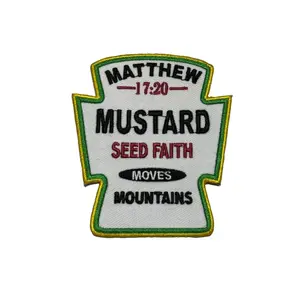 Patch Party Club, 1-pc, "Mustard Seed Faith", Moves Mountains, Inspirational Embroidered Patch, Size 3.5", Spiritual Patch, Patches for Clothing, Hats, DIY