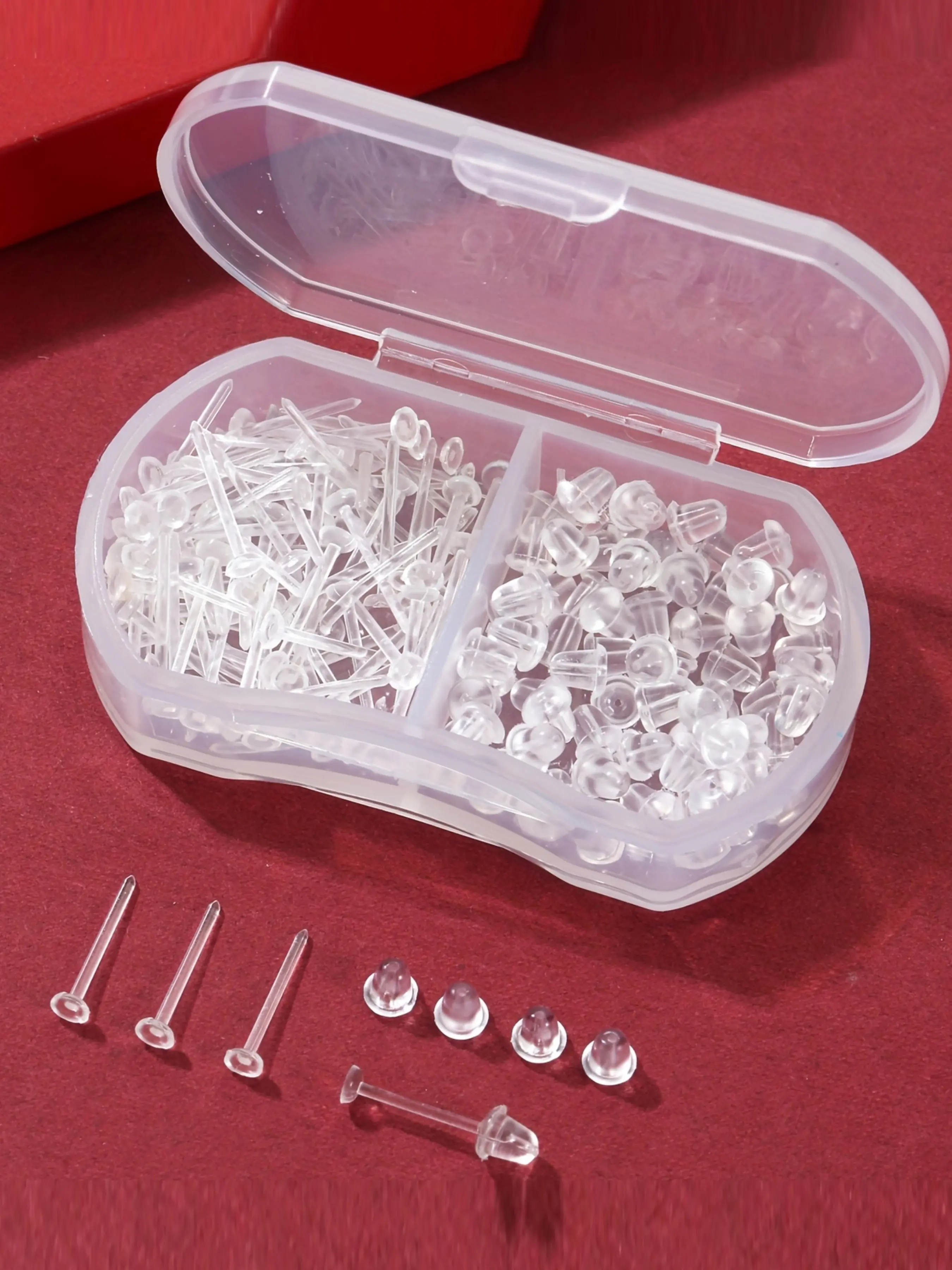 Invisible Earrings, 200pcs Clear Plastic Earrings, Invisible, Clear, Flat, Silicone, Rubber, Ideal for Sports & Work, Ear Studs, Earrings Jewelry, Ear Accessories
