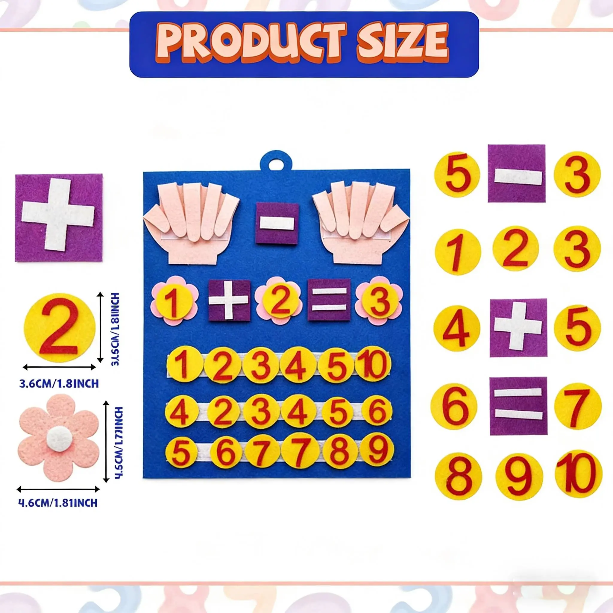 Handmade Felt Counting Math Teaching Aids, Kindergarten Addition Subtraction Early Education Toy, 2 Sets Educational Toys for Kids, Number Counting Blocks, Math Learning Tools