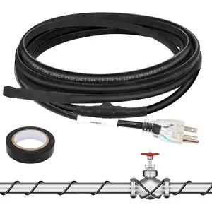 12FT Self-Regulating Pipe Heating Cable with Thermostat,Heat Tape for Water Pipe Freeze Protection,Pipes Heating Trace System for Home Supply Pipes,120V 5W/FT