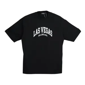 Balenciaga Cities Edition Las Vegas Logo Short Sleeve Tee Shirt Black White