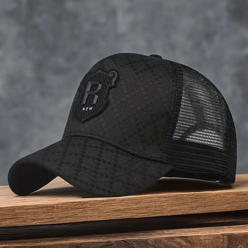 [Luxury mesh baseball hat] mens baseball hat-light luxury fashion visor mesh breathable trend cap, Sports Cap, Athletic Hat