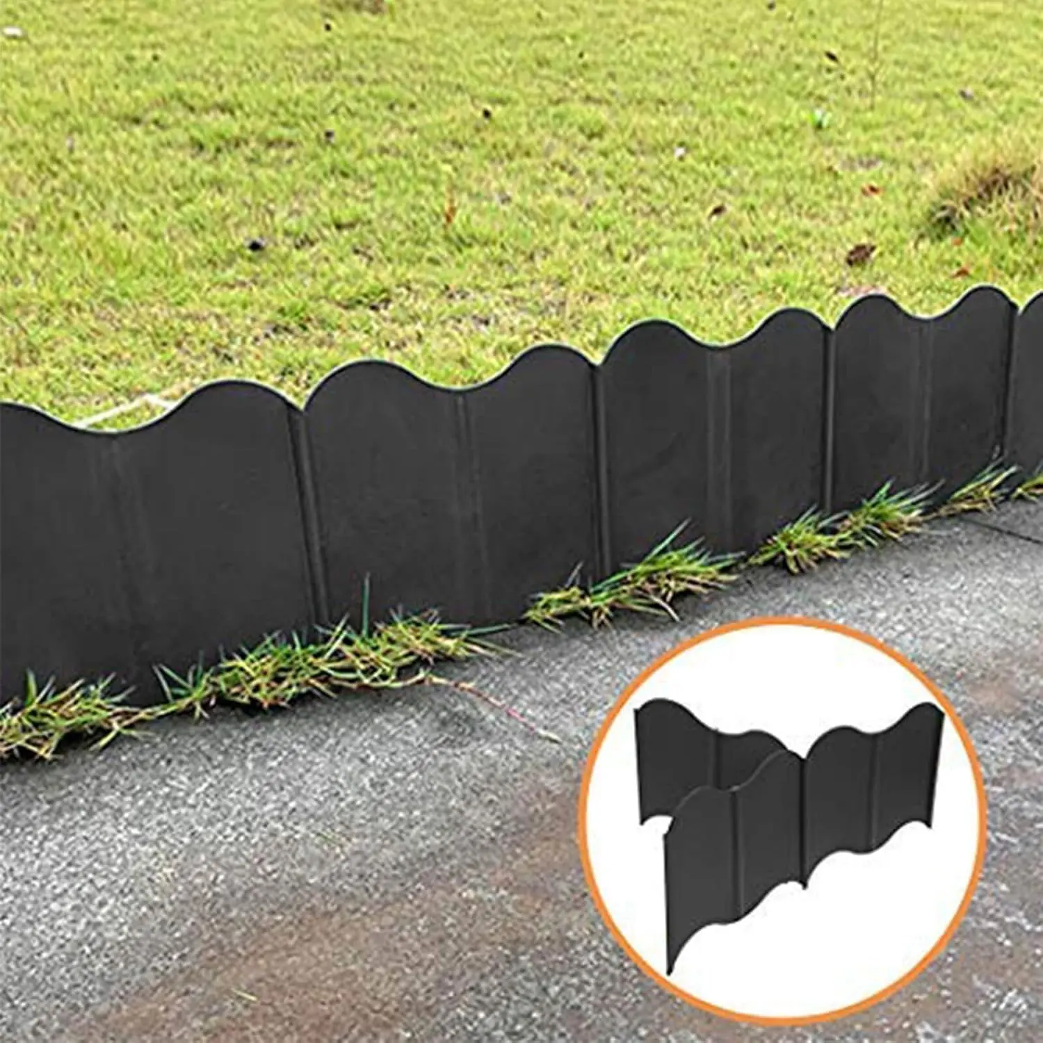 40pc Interlocking Plastic No-Dig Pound-in Garden Edging Kit, 244" Long Edge (40pc 244" Total) with Interlock Slots, 5.3in Outdoor Patio Raised Bed Border for Lawn/Bed Boundary for DIY Users - Black