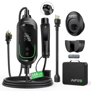 Level 1/Level 2 EV Charger for Tesla, 12A 120V/16A 240V, NEMA 5-15 & NEMA 6-20 Plug, 25ft Cable, Portable EV Home Charging Station for All Tesla Models -15 -20 fathersdaygift