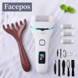 FACEPOS 17 Tools, 3 Roller Heads, Smooth Pedicure, Electric Callus Remover for Feet, Rechargeable Pedicure Tools Foot Care Kit, Pedicure Tools, Pedicure Tools Kit, Feet Care, Removes Dry Skin for Smoother Feet Nail Art Manicure