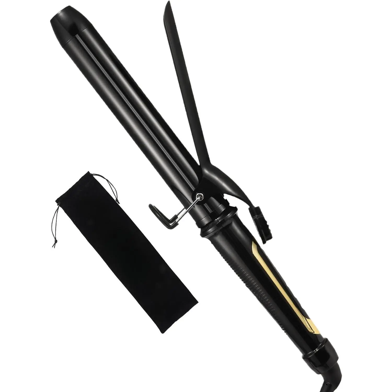 1.25 Inch Curling Iron, Extra Long Barrel 1 1/4 Inch Curling Iron for Long Hair Up To 450F, Worldwide Dual Voltage Hair Curler for Traveling, Hair Waving Style Tool for Gifts for Women, Black