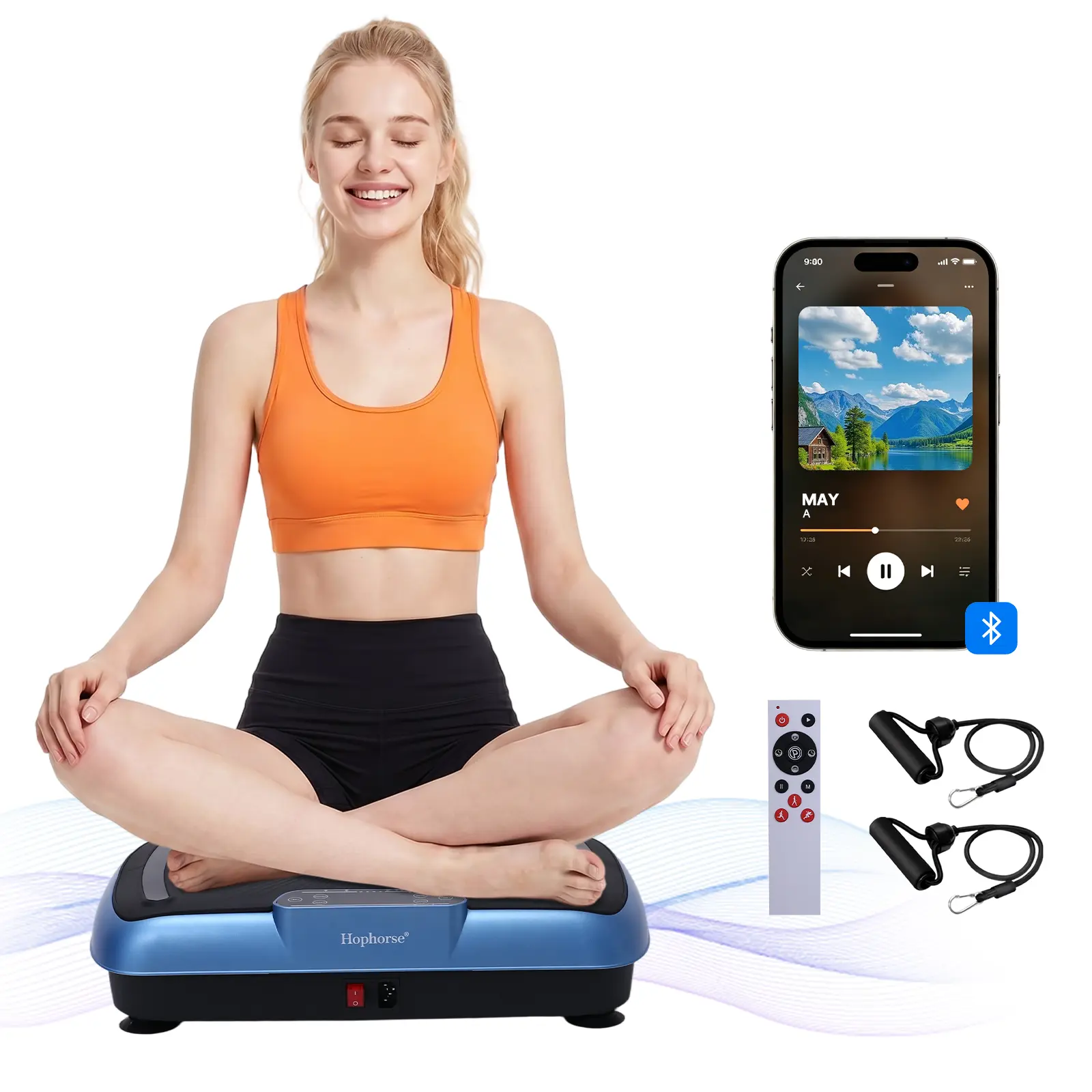 HOPHORSE 3D Vibration Plate Exercise Machine - Multifunctional Fitness Tool, Quiet ABS Platform with Remote, 99 Speeds, 400 lbs Capacity, Resistance Bands, Compact At Home Gym Work Out Equipment, Compact Exercise Equipment, Home Workout, Workout Equipment