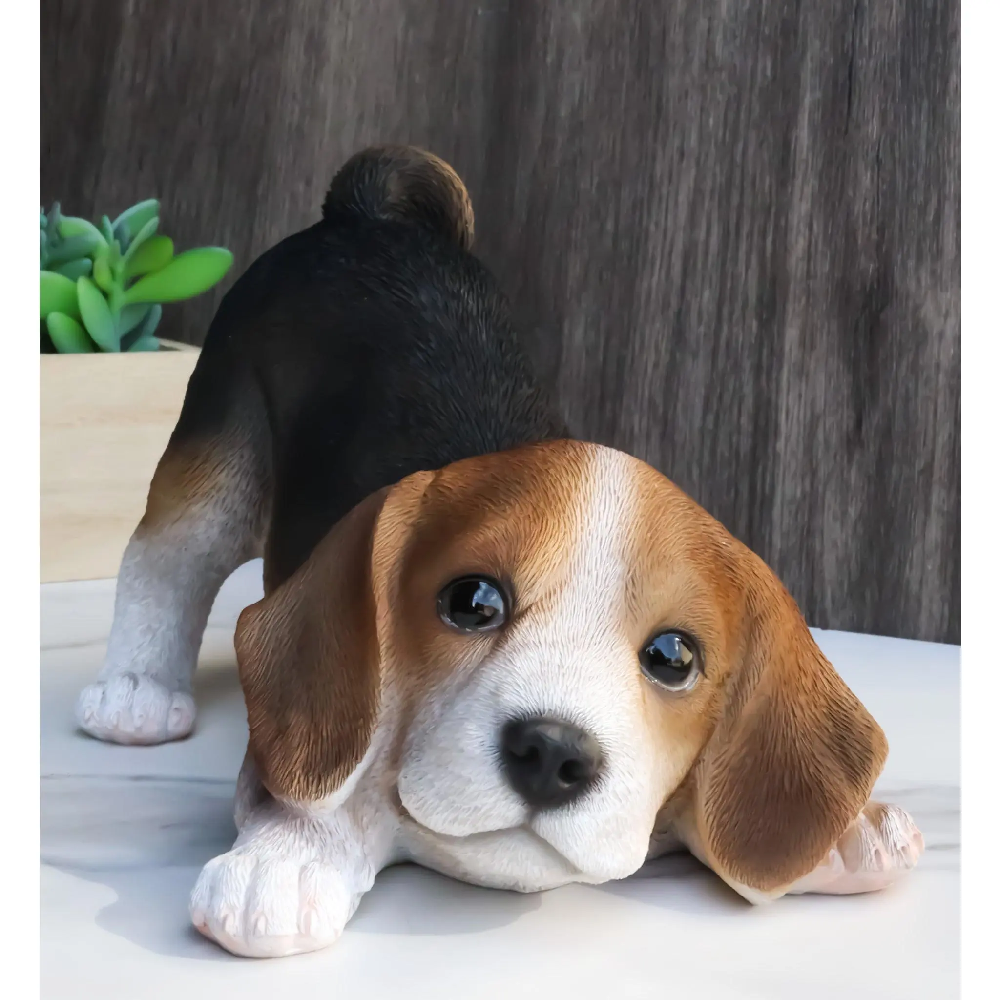 Adorable Crouching Tri Color Beagle Dog Puppy Pet Pal Figurine