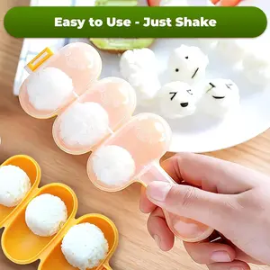 2-Piece Rice Ball Mold Set Easy Shake Reusable Onigiri Maker for Sushi Mochi Sturdy Silicone Kitchen Utensils for Creative Meal Prep