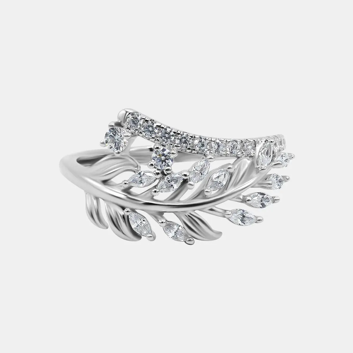 【743】Cubic Zirconia Lvy Vine Tension-Set Ring– Elegant and Classic Choice for Engagement, Wedding, or Anniversary Gift