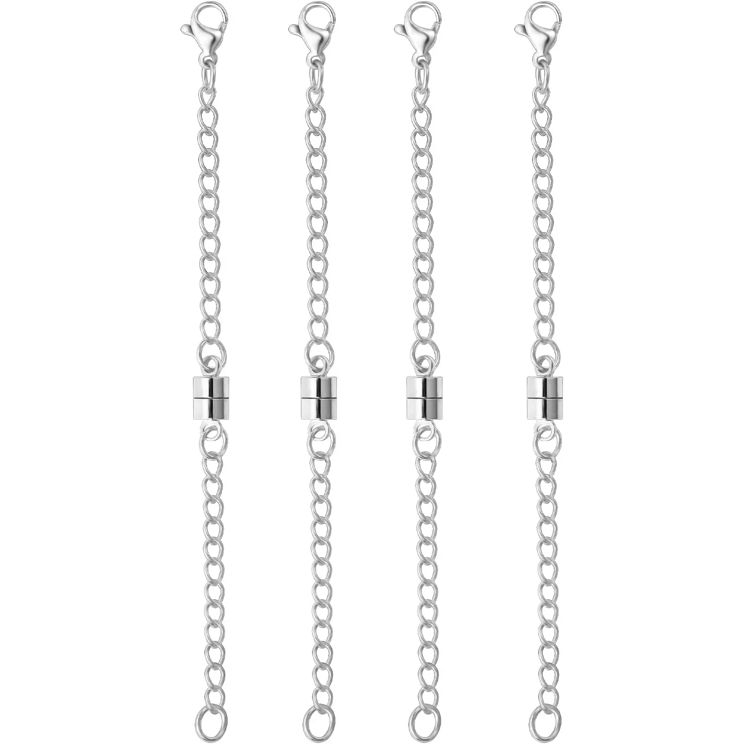 4pcs Necklace Extender Silver,Adjustable Necklace Extenders Gold and Silver Chain Extension for Necklaces Magnetic Clasps
