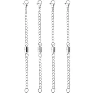 4pcs Necklace Extender Silver,Adjustable Necklace Extenders Gold and Silver Chain Extension for Necklaces Magnetic Clasps