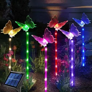 Solar Powered Garden Light, 1 Set Waterproof LED Light with 4 Counts Ground Stakes, Outdoor Decorative Light for Lawn & Pathway, Solar Garden Lights