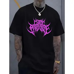 Cutie Patootie Death Metal Sweetheart Design Funny Men's Short Sleeve Graphic T-Shirt - Black Cotton Casual Tee with Vibrant Pink Print, Round Neck, Regular Fit, All-Season Comfort for Casual Outings, Allseason Tshirt | Vibrant Graphic T Shirt
