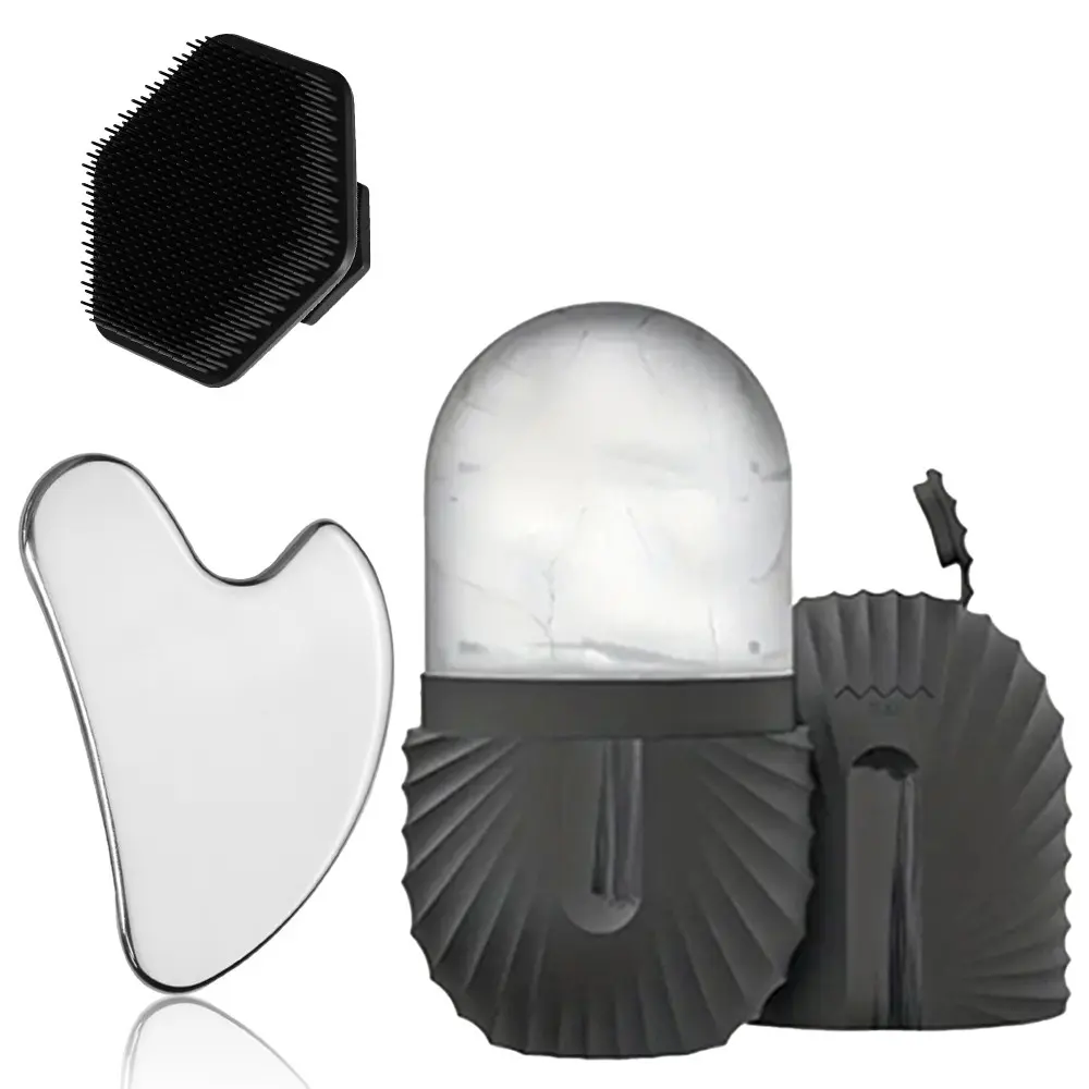 Facial Massage Tool Set, At Home Facial, Stainless Steel Scraper & Silicone Ice Tray, Reusable Cold Therapy Brush, Manual Face Cleansing Care Gift, Facial Brush Cleanser, Facial Care Tools, Facial Beauty Instrument, Self Care Tools, Beauty Equipment