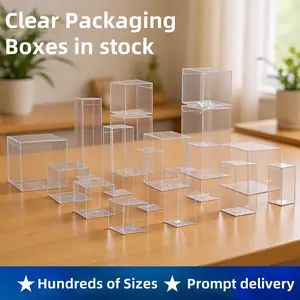 50 Transparent PVC Gift Display Boxes, Handheld Storage Organizer, Clear Plastic PET Foldable Square Box,Pet Plastic Colorful Tea Coffee Cosmetic Makeup Packaging Box,Candy Storage Figure Box