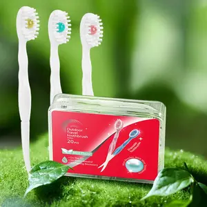 20 Pack Disposable Soft Bristle Toothbrushes with Fresh Beads, Portable Mini Travel Toothbrushes in Mint, Peach, Tea Flavors, Ideal for Camping and Hiking Oral Care, Perfect Mother's Day Gift Pcs Toothbrush